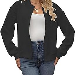 Women's Polyester Solid Color Long Sleeve Zip Up Bomber Casual Baseball Spring & Autumn Solid Texture Baseball Collar Jacket (JW 150)-image-44