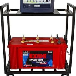 D&V Engineering 2-Tier Metal UPS Stand for Battery & Inverter with Rolling Caster Wheels | Heavy Duty Mobile Battery Holder for Home, Office, Industrial Use | Max Load 150KG | Single Battery Stand-15