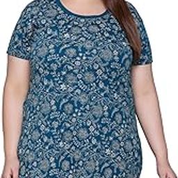 Women's Plus Size Longline T-Shirt with Ethnic Print, Side Slits Pockets-27
