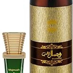 Ajmal Majmua Concentrated Perfume Oil Oriental Alcohol-free Attar 10ml for Unisex and Wisal Dhahab Deodorant Fruity Floral Fragrance 200ml for Men FREE-15