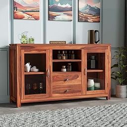 SHUBHANKAR ART Solid Wooden Crockery Cabinet for Kitchen & Dining Room | Side Board Cabinet with Drawers & Door (Natural)-image-85