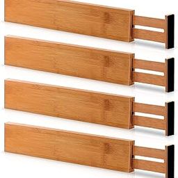 Zollyss Bamboo Drawer Dividers Organizers-Expandable Drawer Organization Separators For Kitchen Utensil,Dresser,Bedroom,Bathroom & Office,4-Pack 17.5-22 In,Natural(Ethylene Vinyl Acetate;Wood),Brown-image-5