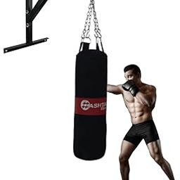 HASHTAG FITNESS Punching Bag for Men unfilled with Stand Boxing kit, Punching Bag Hangers Strap,Chain Ceiling Hook for Home Gym Training Workout-image-85