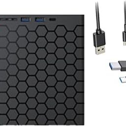 RuhZa USB 3.0 Type C External CD DVD RW Drive 8MB DVD Writer Black Disc Super Drive for Laptop - (DVDRW-NW01)-18