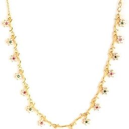 By Caratlane Drops Of Nostalgia 7 Stone Necklace In Gold Plated 925 Silver For Women-5
