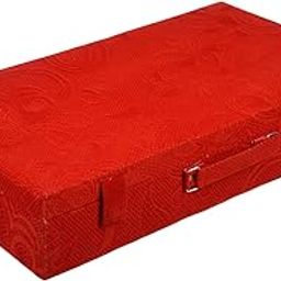 Kuber Industries Bangle Box | Velvet Jewellery Gifts Organizer | Bracelet Organizer for Women | Bangle Box for Women | Self Cut Work |6 Rod Bangle Organizer | Red-18