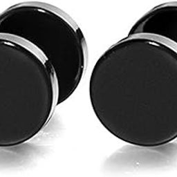 VTC Stainless Steel 6mm Earrings for Men and Women(Black)-image-15