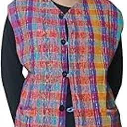 Khesh Jacket for Men and Women Cotton Linen Lining, Khesh Fabric Outer Woolen Sleeveless Jacket (48)-image-48
