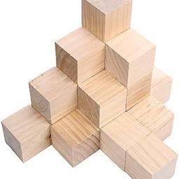 Rashri 12 Pcs 2 inch Wooden Square Cubes Unfinished Wood Blocks for Wood Crafts, Wooden Cubes, Wood Blocks, Great for Baby Showers (12pcs)-83