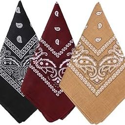 3 Pack 100% Cotton Paisley Pattern Bandanas Face Mask Square Scarf Headwear-image-76