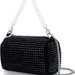 Evening Clutch Pearl Handle Designer Handbags for Women Stylish Latest Girls Rhinestone Crossbody sling Bag with Chain strap Ladies Stone Purse Wallet for Party Wedding side Bag-image-30