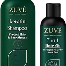 ZUVÉ COSMETICS Keratin Shampoo & 7-in-1 Hair Oil Combo - Hair Strengthening & Repair Kit for Damaged, Frizzy, or Treated Hair | Reduces Hair Fall, Restores Shine, Deep Nourishment | 300ml + 100ml-picture-26