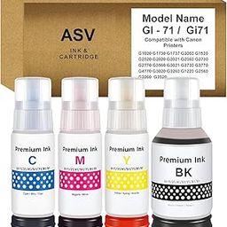 ASV GI 71 Ink for Cn Printer G1020 G1730 G1737 G2020 G2021 G2060 G3020 G3730 G3770 G4770 (GI 71 Ink CMYK 1 Set)-picture-18