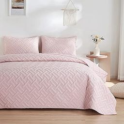 BSB HOME All-Weather Embroidered 3 Pcs Comforter Set with Pillow Shams - Light Weight Bedspread/Duvet/Quilt - Double, 150 GSM | Pink, Cotton, Pack of 3-image-85