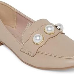 Girls Forever Glam Beige Loafers Beige Loafers-image-2