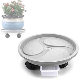 HASTHIP® 26cm Plant Pot Stand with Wheels, Thicken Heavy Movable Round Plant Caddy and Multipurpose Trolley for Plant Pot, Cylinder-image-2