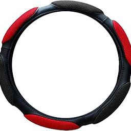 Sakuun Faux Leather Steering Wheel Cover, Red & Black Universal 38Cms Medium Size Non-Slip Car Wheel Cover Protector Breathable Microfiber Anti-Slip,Warm In Winter And Cool In Summer-15