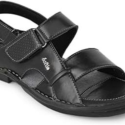 Men's Synthetic Leather Comfort Sandals - Stylish and Supportive Footwear for Men(BLACK)-27
