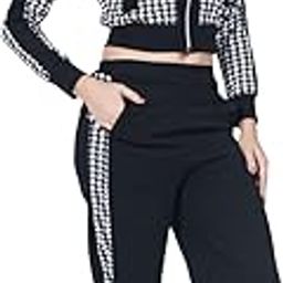 Dress for Women-Women's Dress-Dress for Girl's-Women's Stylish Two-Piece Western Co-Ord Set - Full Sleeve Jacket & Full-Length Trouser with Side Pockets (Black & White)-picture-50