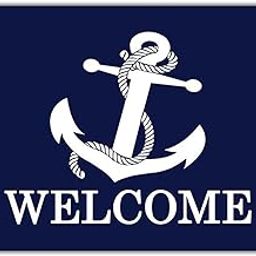 FLUNACO Anchor Navy Blue Door Mat Entrance Mat,Welcome Mats Outdoor Nautical, Funny Welcome Doormat 23.6" x 15.7"-image-8