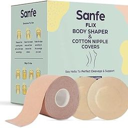 Bust Support Kit | Flix Body Shaper | Flix Cotton Nipple Covers | Long-Lasting Adhesive | Comfortable & Discreet | Waterproof | Go Braless, Strapless & Backless-image-22