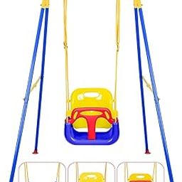 JUKKRE 3-in-1 Toddler Swing Set with Safety Harness | Adjustable Baby Swing Seat with Backrest & Frame | Indoor Outdoor Freestanding Swing for Kids Ages 6 Months to 8 Years | Heavy Duty Playground Toy-image-85