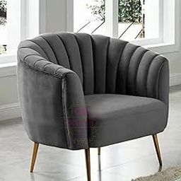 EPIC EVERGREEN ART - Modular Channel Tufted Chair, Single Seater U -Shaped Flared Arms Velvet Fabric Upholstery Chair for Living Room, Bedroom, Hallways, Office. (Dark Grey)-image-94