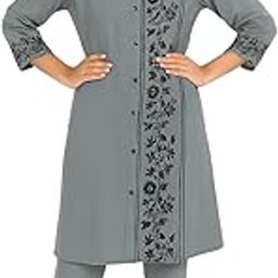 Embroidered Designer Pure Cotton Geometric Cord Set Pant For Women I Cord Sets Tunics Stylish I Co-Ord Set Western, Free Size | Beige-image-23