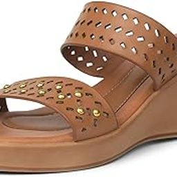 Laser Stud Mule Women Mule Slippers in Tan Light Brown-image-17