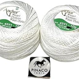 Anchor Mercerized Pearl Cotton Yarn – Premium Lustrous Thread for Embroidery, Crochet & Crafting – Smooth, Durable & Vibrant Colors (Pack of 2 Balls - 10 gm Each) (Color : White)-picture-10
