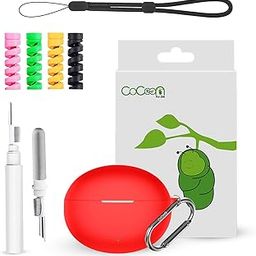 Cocoonkart Silicone Case Cover Compatible for OnePlus Buds 4 with Cleaner Kit,Lanyard & 4 Pcs Cable Protectors (Red)-image-96