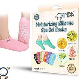 OANDA Moisturizing Silicone Gel Socks for Women and Men - Crack Heel Repair, Foot Spa Treatment with Natural Oil and Vitamin E - Dry Cracked Feet Relief (Multicolor)-image-71