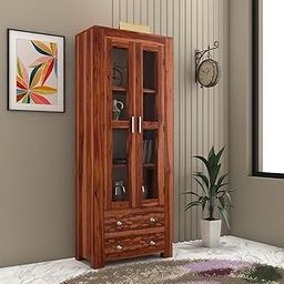 MAYOOR ART Solid Sheesham Wooden Bookshelf for Living Room & Hallway | Bookshelf with 2 Drawer 4 Shelve Storage | Books Rack, Book Stand, BookCases | (Honey Finish)-image-68