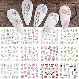 S.A.V.I 12 Sheets Floral Water Transfer Nail Art Stickers | Butterfly, Bird & Rose Designs | DIY Nail Decals for Manicure | Vibrant Nature Patterns | Easy-to-Use Nail Accessories for Women & Girls-image-42