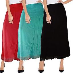 Women's Fine Knitted Sexy Inskirt Saree Petticoats with Lace (Free Size)-image-83