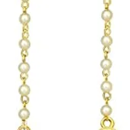 jewelopia Traditional Gold-Plated Kundan Maangtika with Pearl Drop Forehead Jewellery For Girls and Women-picture-19