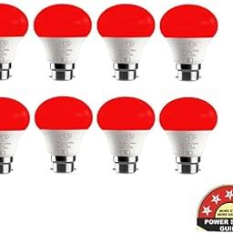 ambert 10-Watt 240-Volt Led Bulb Red Color Energy Saving B22 High Brightness Pack of 8-8