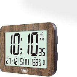 Ajanta Plastic Classic Wall Clock Desktop Display LCD Clock Calendar Clock LCD 140 Oak Wood - Digital, 1.3 X 1.5 Inch, Brown-11