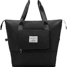 Expandable Travel Bags for Women, Duffle Bags for Women Luggage, Foldable Vanity Traveling Bag, Waterproof Hand Bag (41 x 22 x 26 CM cm) (Black)-image-55