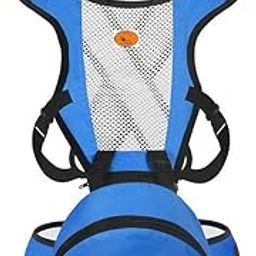 Bembika Baby Carrier Newborn to Toddler with Hip Seat Multiple Positions Infant Carrier Soft Baby Holder Kangaroo Bag Sling Carrier for All Seasons - Blue-picture-23