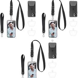 ZORBES® Phone Lanyard Hand Strap Set Neckstrap for All Case Adjustable Black Sling with 2 Self Adhesive Inserts Not Includes Case 3PCS-image-26