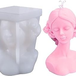 ShoppeeCity Closed Eye Women Face Shape Silicone Candle Molds I 3D Fondant Silicone Bust of Girl Wax Mould I for Handmade Ornament Aromatherapy Plaster, Soap, Resin Casting, Art Craft Making Tools-image-11