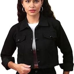 Classic Cropped Stretchable Denim Jacket for Women, Open Front Style-picture-33