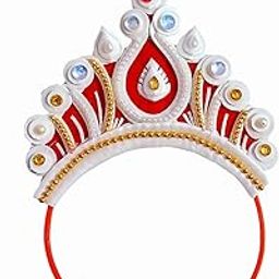 BengCraft Designer Shola Mukut for Baby Girl & Boy | Bengali Annaprashan & Rice Ceremony Traditional White Hair Band Style Sola Mukut-23