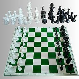 Tournament Chess Set – 18 Inch White & Green Vinyl Chess Mat with 3.75" King Size Staunton Plastic Chess Pieces – Foldable, Lightweight & Durable – Ideal for Students, Beginners & Professionals-image-52