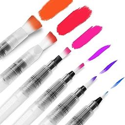 Levin Brush Pen, 6 pcs Water Colour Brush, Watercolor Brush, Calligraphy Brush Pen, Water Brush Pen for Watercolor Paints, Water Soluble Colored Pencil, Watercolor-image-21
