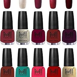 MI Fashion Ultra Glam Pigmented Nail Polish Combo-Reddish Bronze,Sea Green,Carrot Red,Rouge Red, Creamy Golden,Metallic Red,Gold,Ginger Rust,Deep Red,Lava Lust,Musky Maroon Nail Polish-image-74