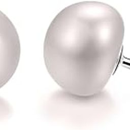 925 Silver Pearl Earrings for Women | 92.5 Sterling Silver & Brilliant Lustre Freshwater Button Pearls | Lovely Gift-image-50