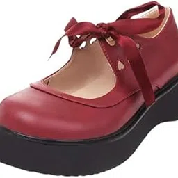 yashidun Lace-Up Thick-Soled Wedge-Heeled Shoes | Mid-Length Women's Footwear-picture-20