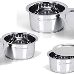 Steel Heavy Induction Patila Set with LID | Set of 3 Pcs – Silver | & | Stainless Steel Capsule Bottom Heavy Induction Patila (20 cm Diameter)- Silver-image-13
